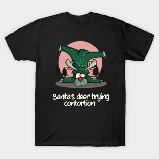 Contortionist T-Shirt Santas Deer Rudolph Exercise Christmas T-Shirt